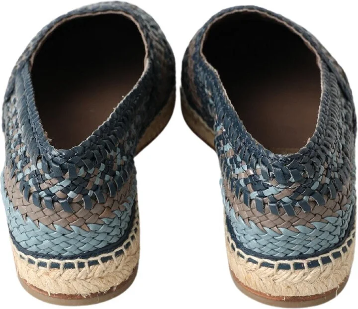 Blue Gray Leather Buffalo Espadrille Men's Shoes - Image 5