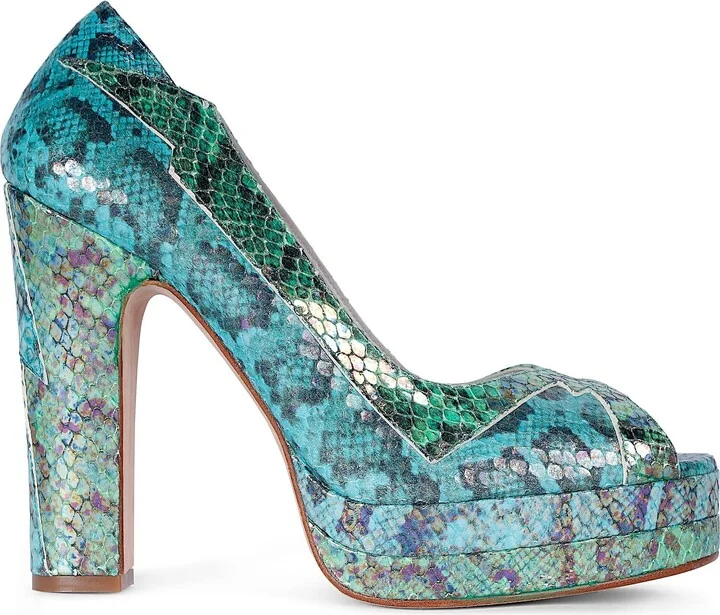 Blue / Green / Silver Luna Ocean Platform Block Heel