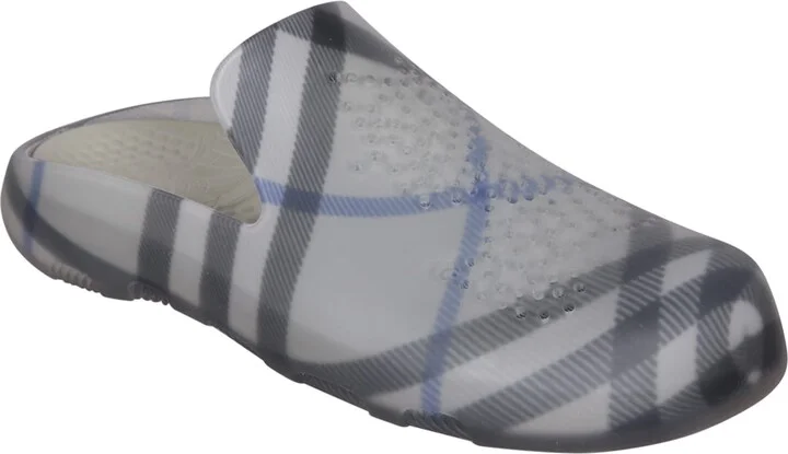 Blue/grey Check Clog Shoes - Image 2