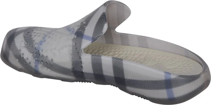 Blue/grey Check Clog Shoes - Image 3