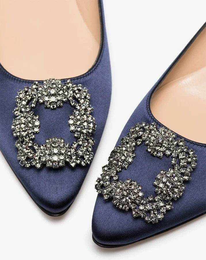 Blue Hangisi Crystal Satin Pumps - Image 2
