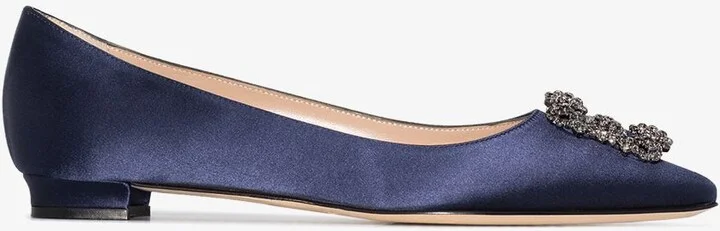 Blue Hangisi Crystal Satin Pumps
