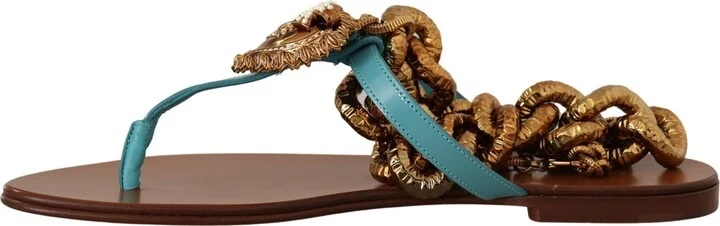 Blue Leather Devotion Flats Women's Sandals - Image 5