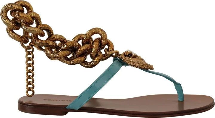 Blue Leather Devotion Flats Women's Sandals