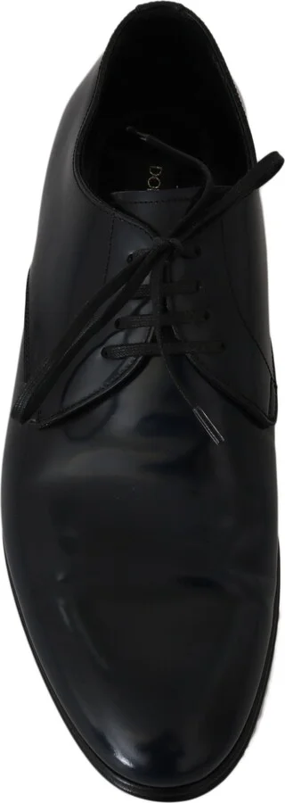 Blue Leather Dress Derby Formal Mens Men's Shoes - Image 3