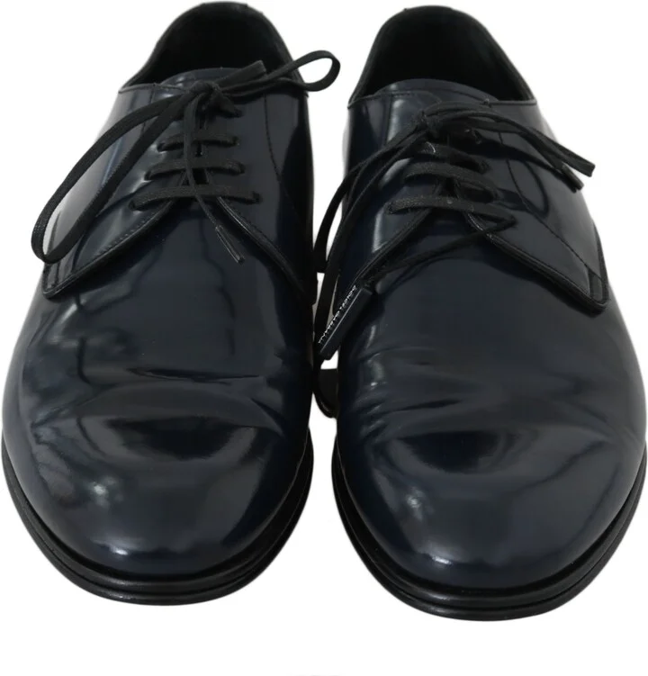 Blue Leather Dress Derby Formal Mens Men's Shoes - Image 4