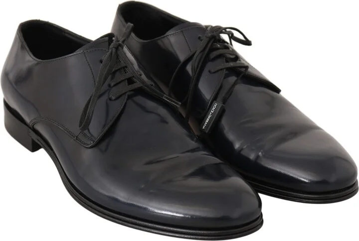 Blue Leather Dress Derby Formal Mens Men's Shoes - Image 5