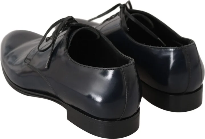 Blue Leather Dress Derby Formal Mens Men's Shoes - Image 6
