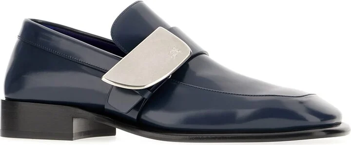 Blue Leather Shield Loafers - Image 2