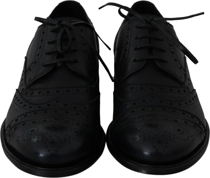 Blue Leather Wingtip Oxford Dress Men's Shoes - Image 2