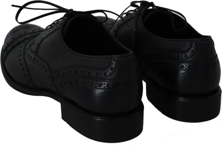 Blue Leather Wingtip Oxford Dress Men's Shoes - Image 3