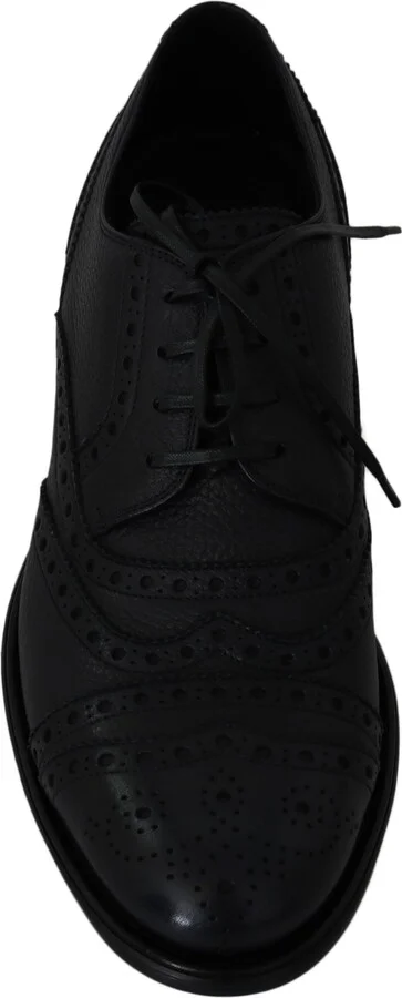 Blue Leather Wingtip Oxford Dress Men's Shoes - Image 6