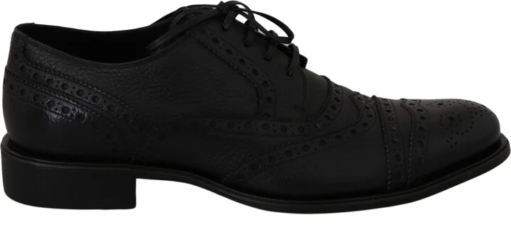 Blue Leather Wingtip Oxford Dress Men's Shoes