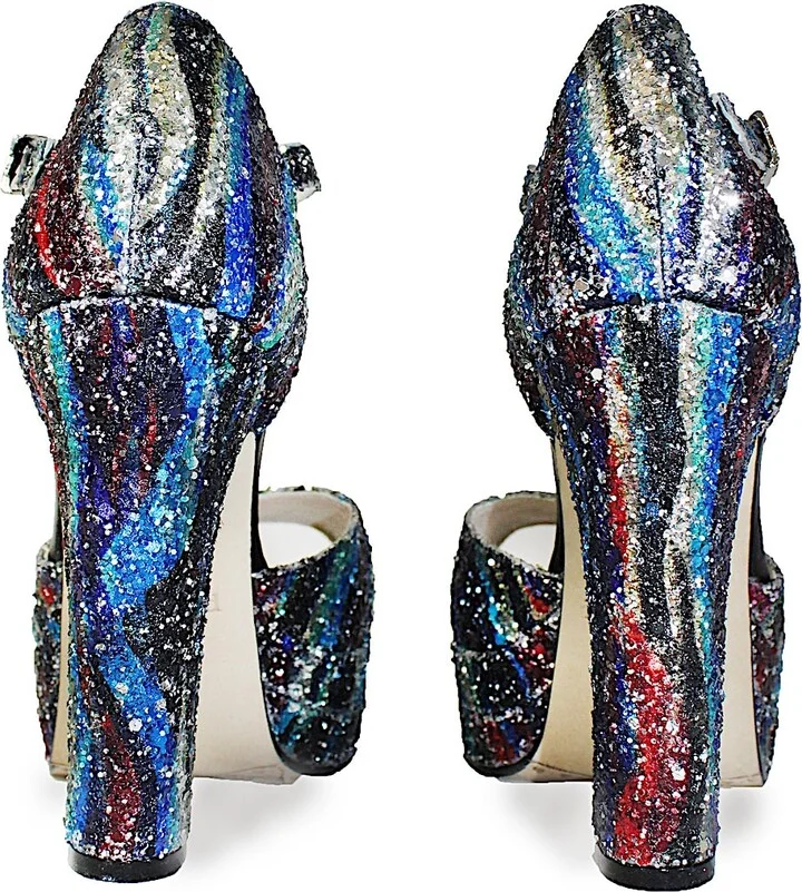 Blue Lena Non Stop Disco Platform Block Heels - Image 2