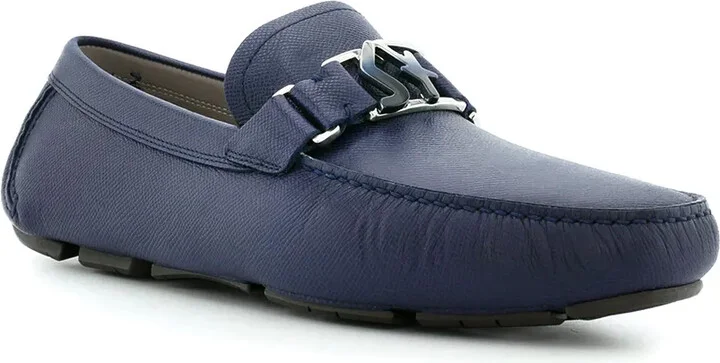 Blue Logo Plaque Loafers - Image 2