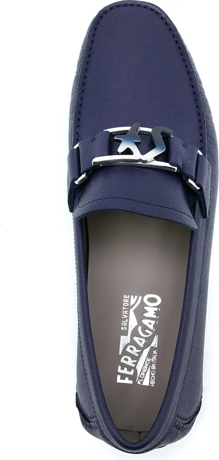 Blue Logo Plaque Loafers - Image 4