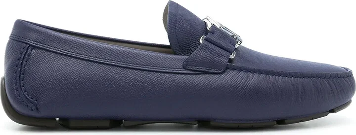 Blue Logo Plaque Loafers