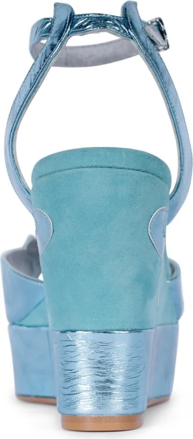 Blue Margaux Mid Azure Wedge Heels - Image 2