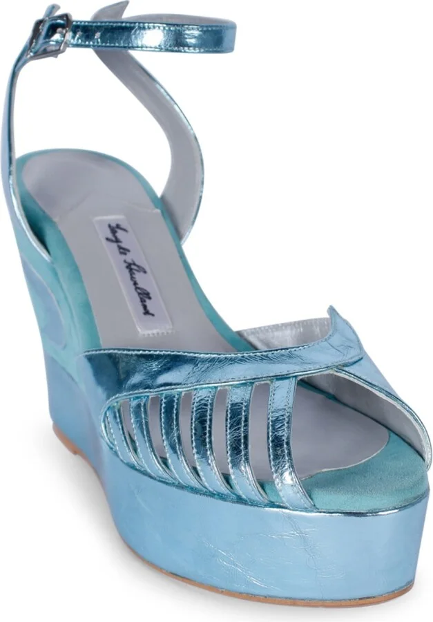Blue Margaux Mid Azure Wedge Heels - Image 3
