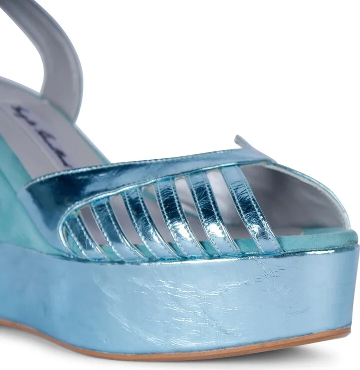 Blue Margaux Mid Azure Wedge Heels - Image 4