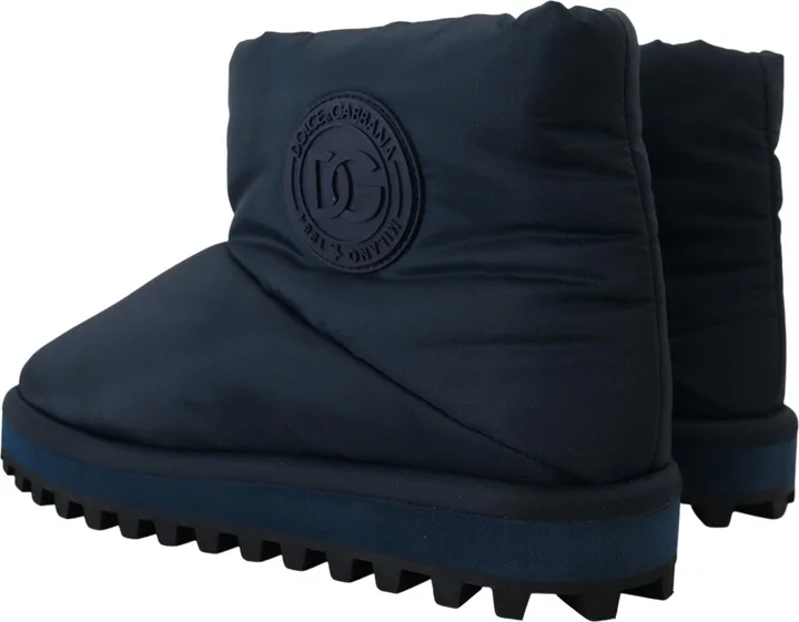 Blue Nylon Boots Padded Mid Calf Men's Shoes - Image 5