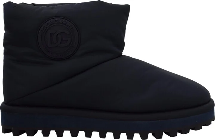 Blue Nylon Boots Padded Mid Calf Men's Shoes