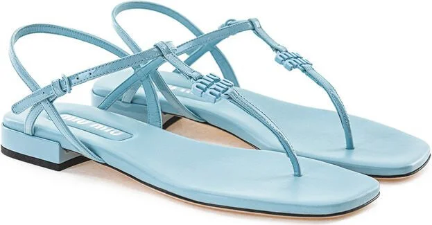 Blue Patent Leather Flip-Flop Women's Sandal - Image 2