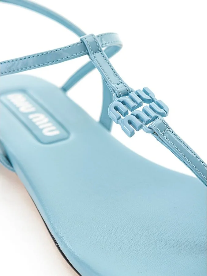 Blue Patent Leather Flip-Flop Women's Sandal - Image 4