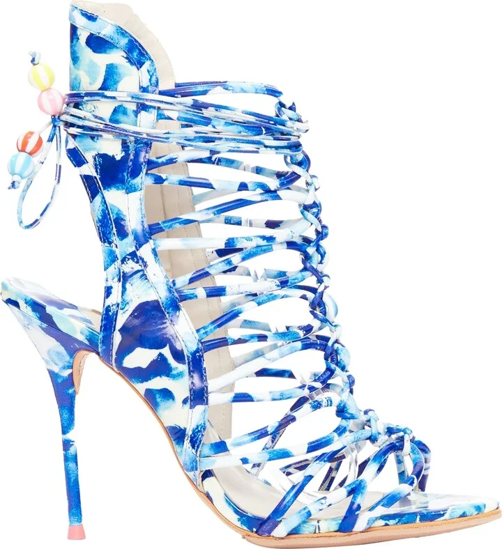 Blue Printed Cage Heels