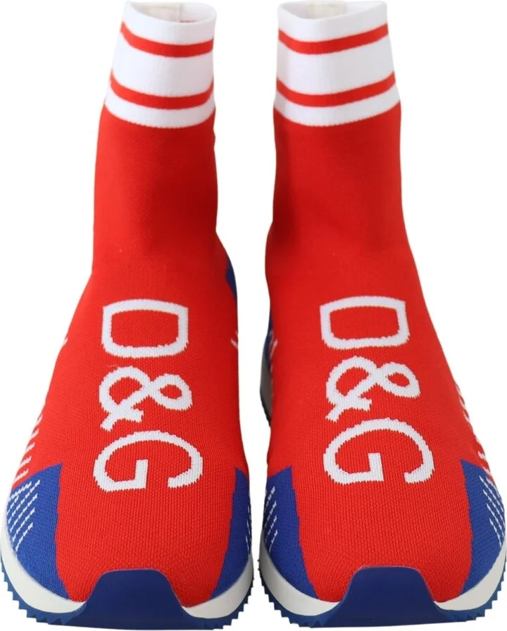 Blue Red Sorrento Logo Sneakers Socks Men's Shoes - Image 4