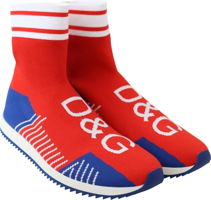 Blue Red Sorrento Logo Sneakers Socks Men's Shoes - Image 5