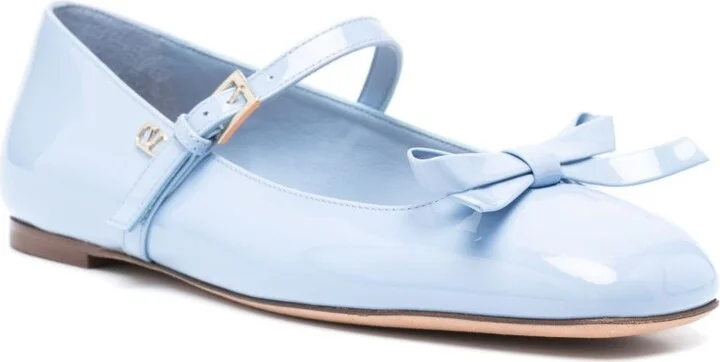 Blue Romance Bow Ballet Pumps - Image 2