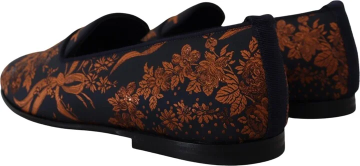Blue Rust Floral Slippers Loafers Men's Shoes - Image 4
