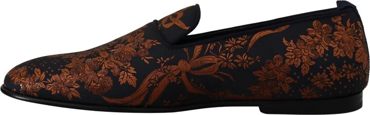 Blue Rust Floral Slippers Loafers Men's Shoes - Image 5