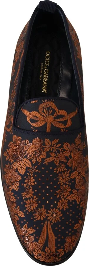 Blue Rust Floral Slippers Loafers Men's Shoes - Image 6