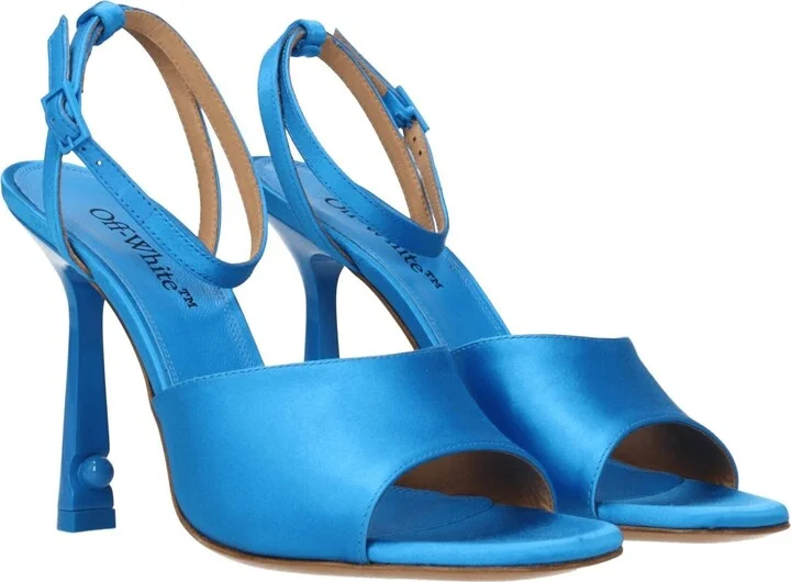Blue Satin Stiletto Heels Women's Sandals - Image 2
