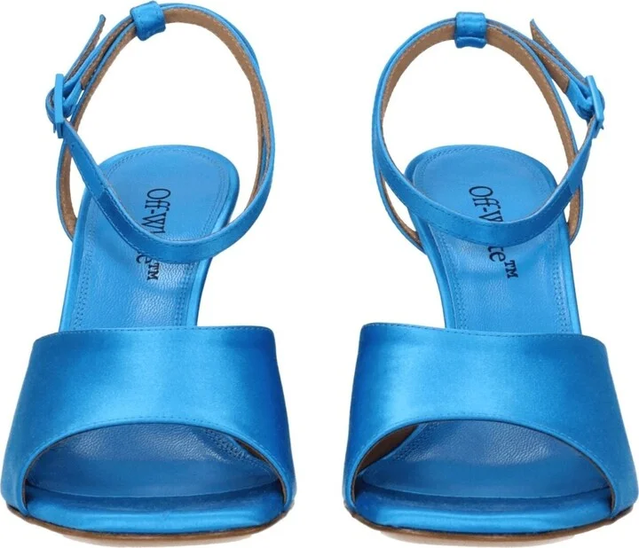 Blue Satin Stiletto Heels Women's Sandals - Image 3