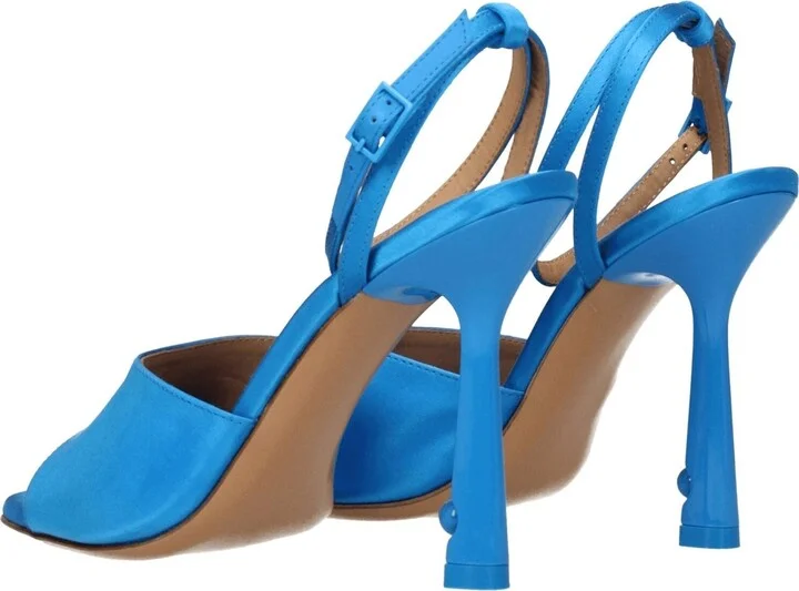 Blue Satin Stiletto Heels Women's Sandals - Image 4