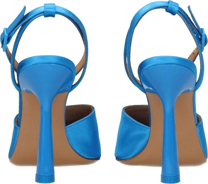 Blue Satin Stiletto Heels Women's Sandals - Image 5