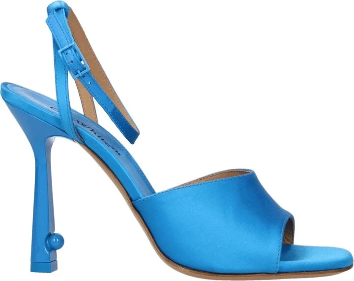 Blue Satin Stiletto Heels Women's Sandals