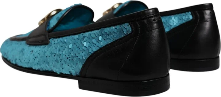 Blue Sequined Loafers Formal Dress Men's Shoes - Image 4