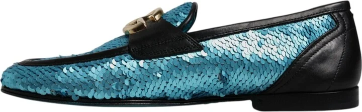 Blue Sequined Loafers Formal Dress Men's Shoes - Image 5