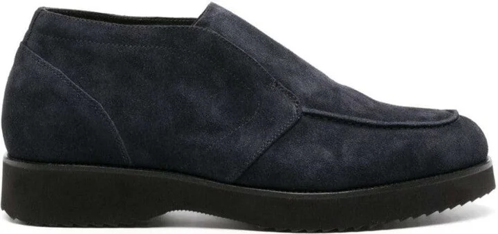 Blue Slip-On Suede Boots