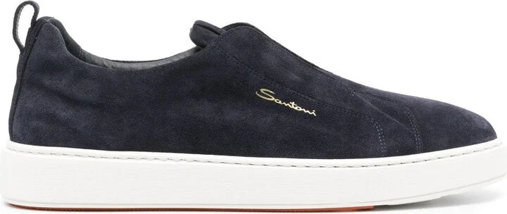 Blue Slip-On Trainers With Suede Finish