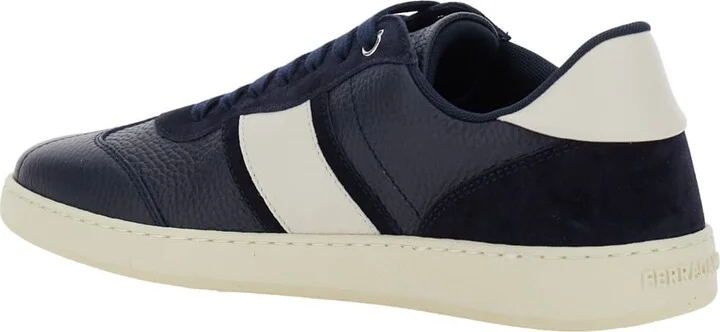 Blue Sneakers With Contrasting Heel And Logo Lettering On The Tongue In Leather Man - Image 3