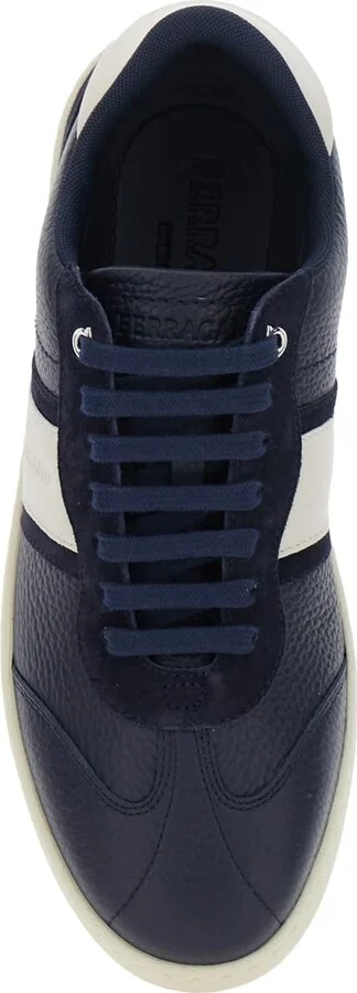 Blue Sneakers With Contrasting Heel And Logo Lettering On The Tongue In Leather Man - Image 4