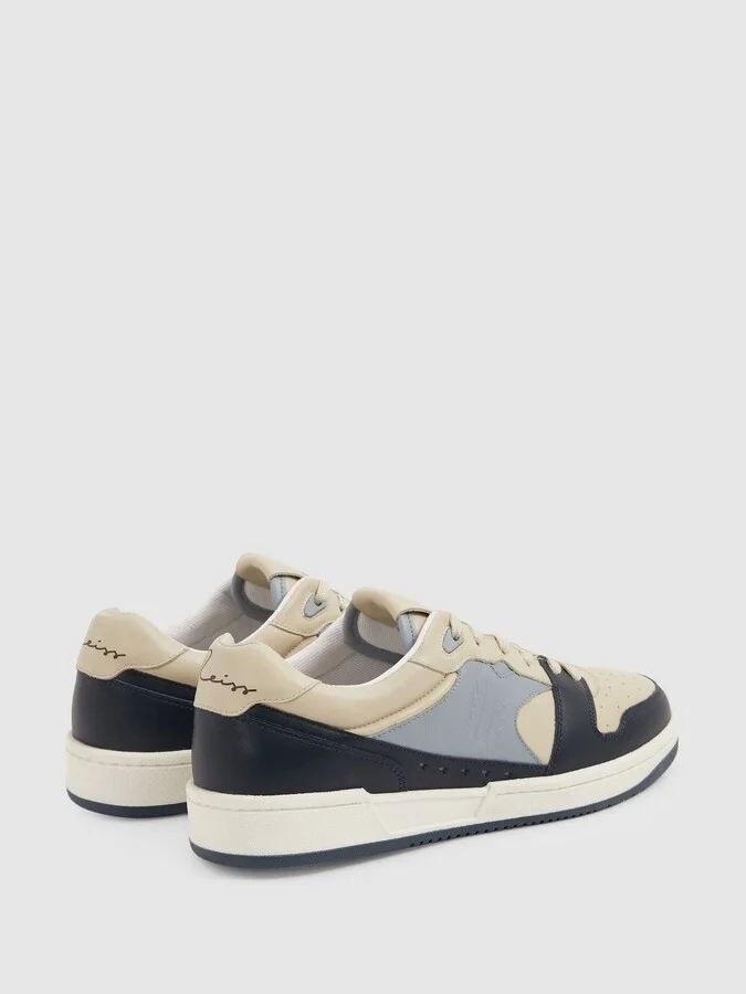 Blue/stone Astor Leather Lace Up Trainers - Image 4