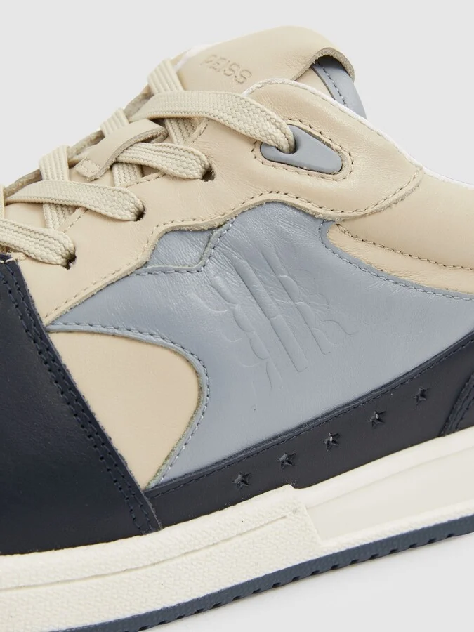 Blue/stone Astor Leather Lace Up Trainers - Image 5