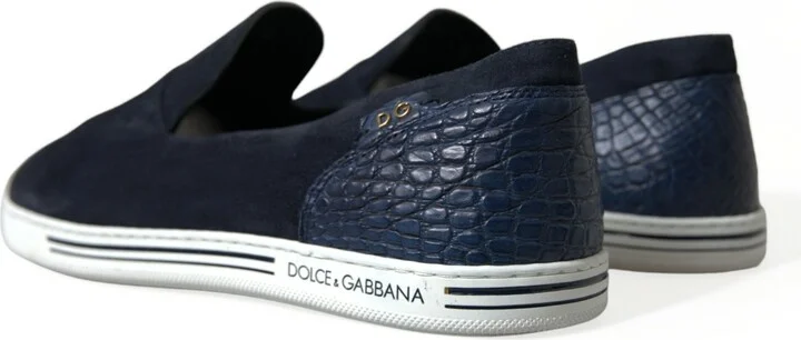 Blue Suede Caiman Loafers Saint Tropez Men's Shoes - Image 4