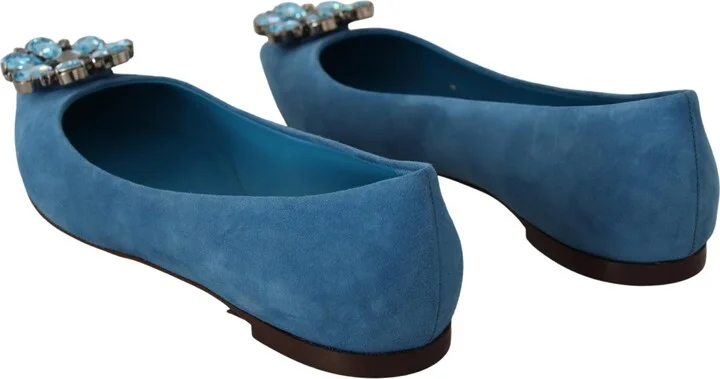 Blue Suede Crystals Loafers Flats Women's Shoes - Image 2